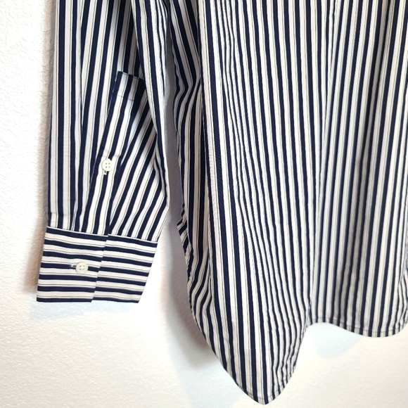 COS Women's Striped Gathered Waist Long Sleeve Button Down Shirt Size 8 - Picture 8 of 9